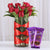 Rose And Silk Carnival- Send Gift to City | Gifts | Kanyakumari -This Beautiful combination of flower and chocolate consists of 10 Fresh Red roses nicely arranged in a glass vase covered with Red ribbon bow 2 Cadbury Dairy Milk Chocolate (65 gms) Note: While we always strive to ensure that products are accurately represented in our photographs, from season to season and subject to availability, our florists may be required to substitute one or more flowers for a variety of equal or greater quality, appearance and value. Also for cakes, Actual design and arrangement might differ based on chef, seasonal elements and ingredient availability. 