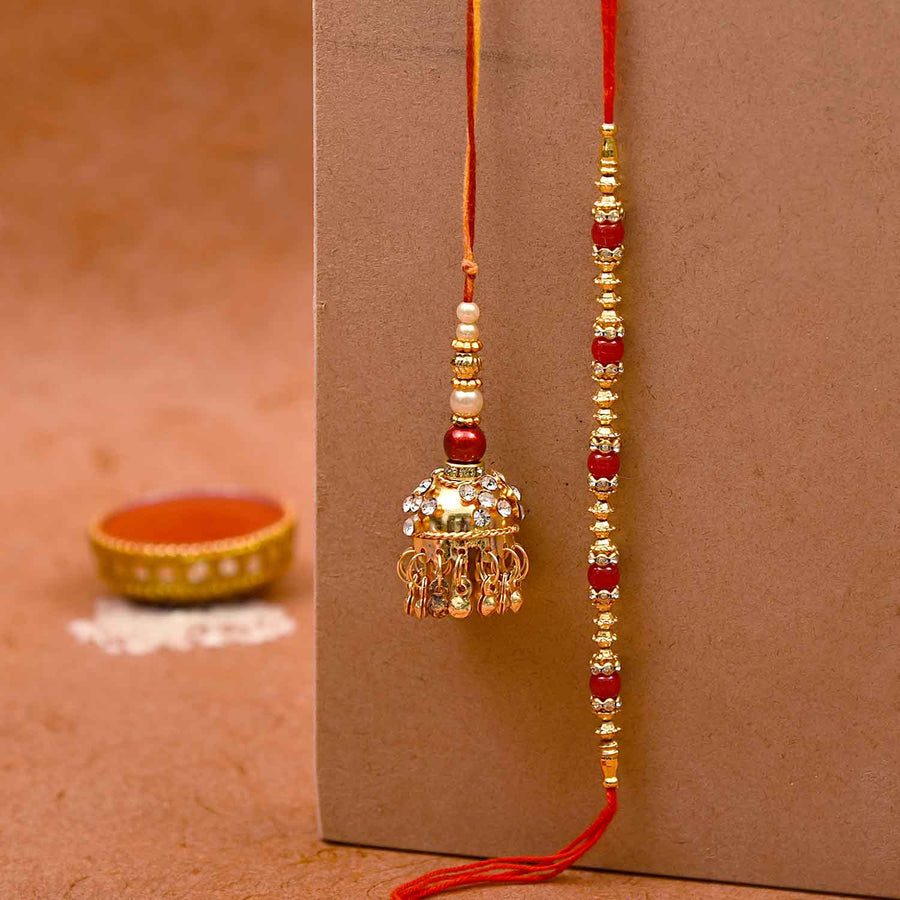 Red Pearl Premium Rakhi - for Flower Delivery in India 