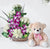 Sole Owner Of My Heart- Online Flower Delivery In Category | Combos | Flowers and Teddy Combo -This beautiful combo contains: 30 White Roses 6 Purple Orchid 6 Inch Teddy Beautiful basket Note: The photos are indicative only. Actual design and arrangement might differ based on chef, seasonal elements and ingredient availability. 