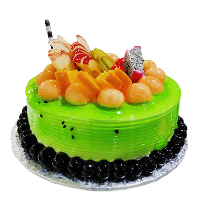 Super Delicious Attractive Fruit Cake - for Midnight Flower Delivery in India 