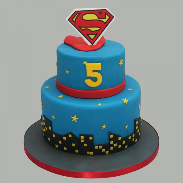 2 Layer Superman Cake