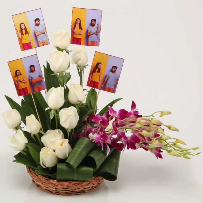 Surprise With White Purple Flowers - from Best Flower Delivery in India 