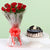 Sweet Small Treat- Order Cake Online in Category | Combo | Cakes Combo -This Beautiful combo consists of 10 Fresh Red Roses Nicely wrapped with Cellophane Paper and Pink Ribbon bow Half KG Chocolate cake Note: While we always strive to ensure that products are accurately represented in our photographs, from season to season and subject to availability, our florists may be required to substitute one or more flowers for a variety of equal or greater quality, appearance and value. Also for cakes, Actual design and arrangement might differ based on chef, seasonal elements and ingredient availability. 