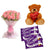 Sweet Love- Midnight Gift Delivery in Category | Gifts | Combos -This exciting combo of Flowers, Chocolates and Teddy contains: 10 fresh pink carnations bunch One 6 inch Teddy 5 Dairy Milk chocolates While we always strive to ensure that products are accurately represented in our photographs, from season to season and subject to availability, our florists may be required to substitute one or more flowers for a variety of equal or greater quality, appearance and value. 