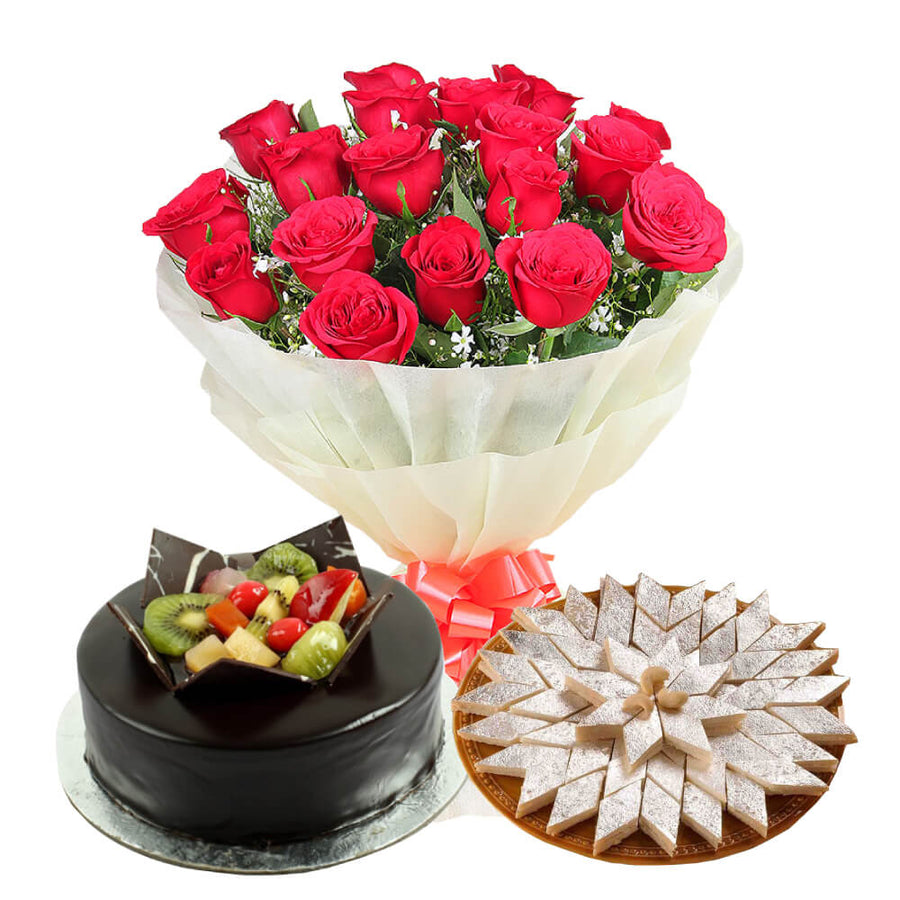 Tempting Deluxe Hamper - for Midnight Flower Delivery in India 