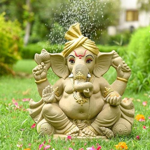 Eco-Friendly Gratified Ganesha Statue - for Midnight Flower Delivery in India 