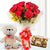 All The Best- Send Gift to Occasion_City | Valentines Day | Gifts | Bikaner - This beautiful combo contains: 10 Red Roses wrapped in cellophane paper Red ribbon bow 6 inch cute teddy 16 pcs Ferrero Rocher 