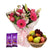 Aurora Full Of Love- - for Midnight Flower Delivery in India -This Beautiful Mother's Day combo contains: 2 Pink Asiatic Lily,6Pink Roses and 6 Pink Gerberas Seasonal fillers & leaves Nicely wrapped with premium paper 2 Dairy Milk Silk Chocolate (65g Each) 2 KG Fresh Fruits Basket Note: While we always strive to ensure that products are accurately represented in our photographs, from season to season and subject to availability, our florists may be required to substitute one or more flowers for a variety of equal or greater quality, appearance and value. 