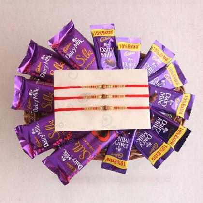 Basket Of Chocolates And Rakhi