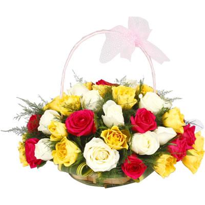 Basket Of Colorful Roses - from Best Flower Delivery in India 