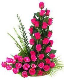 Basket Of Love - Basket Of 40 Pink Roses - Send Flowers to India 