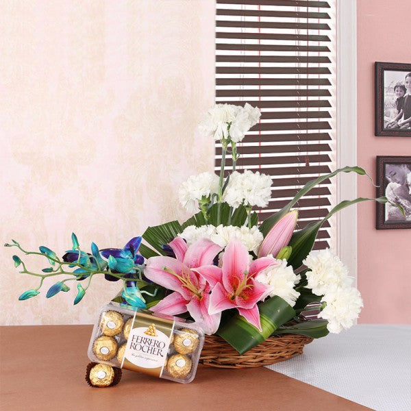 Lovely Basket N Ferrero Rocher Combo Gift For Nani