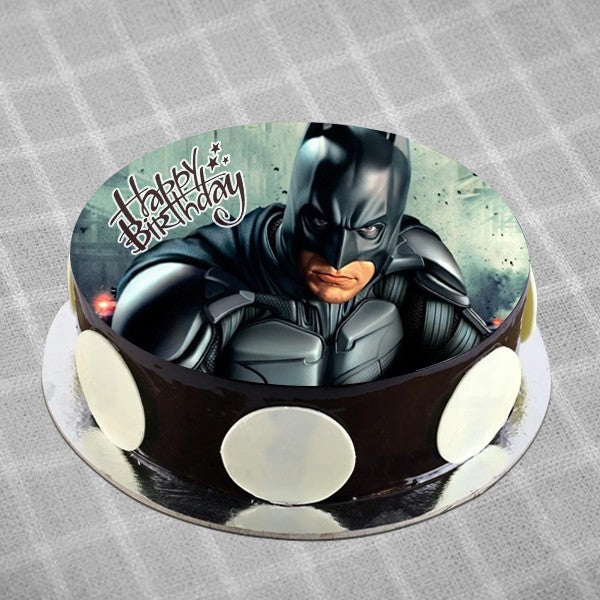 Batman Chocolate Photo Theme Cake - for Flower Delivery in India 