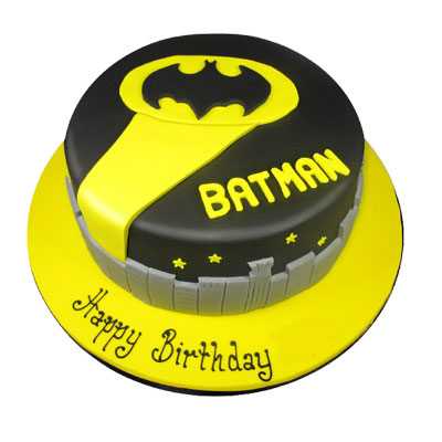 Yellow Black Batman Fondant Cake - for Midnight Flower Delivery in India 