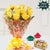 Bright Yellow Choco Treat--This Beautiful Holi combo consists of 10 Fresh Yellow Rose 16 Pcs Ferrero Rocher Box(200gm)  Nicely wrapped with cellophane  and yellow ribbon bow 2 packets of Gulal Note: While we always strive to ensure that products are accurately represented in our photographs, from season to season and subject to availability, our florists may be required to substitute one or more flowers for a variety of equal or greater quality, appearance and value. Also for cakes, Actual design and arrangement might differ based on chef, seasonal elements and ingredient availability. 