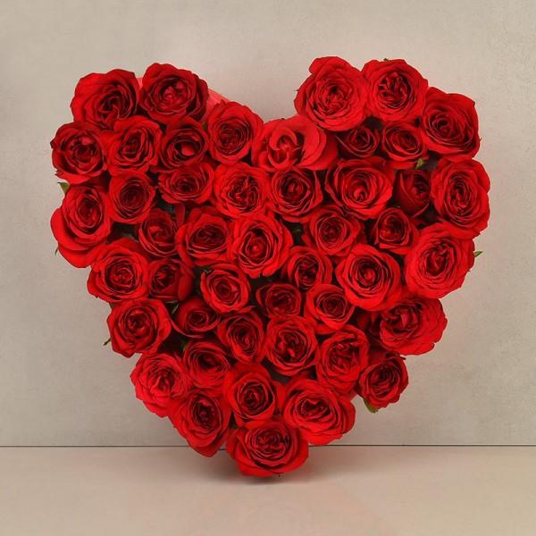Dedicated Love - Heart Shape Bouquet - for Online Flower Delivery In India 