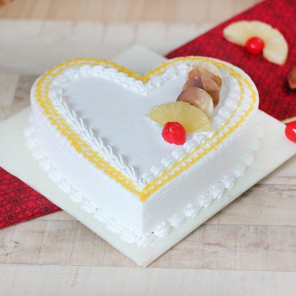 Delicious Pineapple Heart Cake - Send Flowers to India 