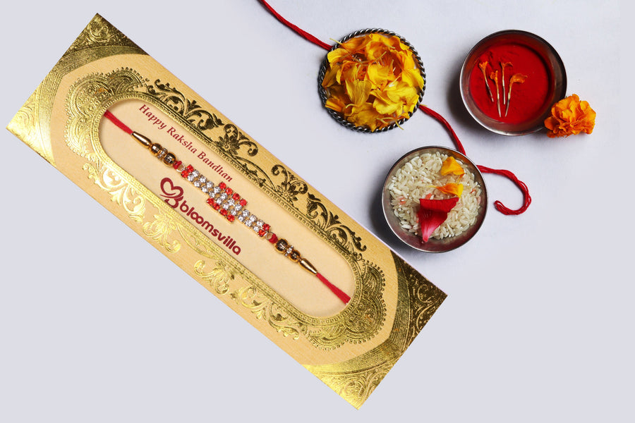 Ethnic Stone Rakhi - for Flower Delivery in India 