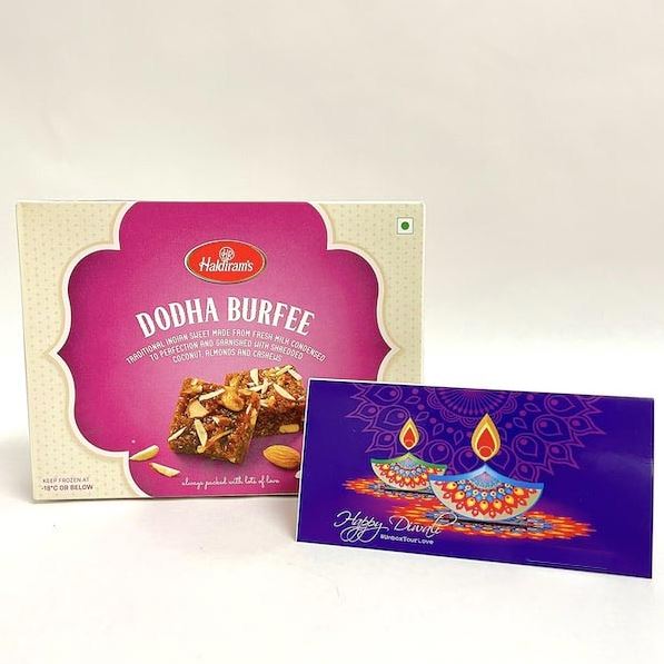 Diwali Greetings With Burfee - for Flower Delivery in India 