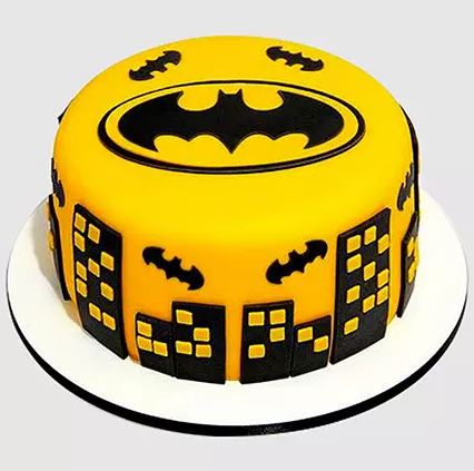 Yellow Batman With Small Check Box Theme Cake