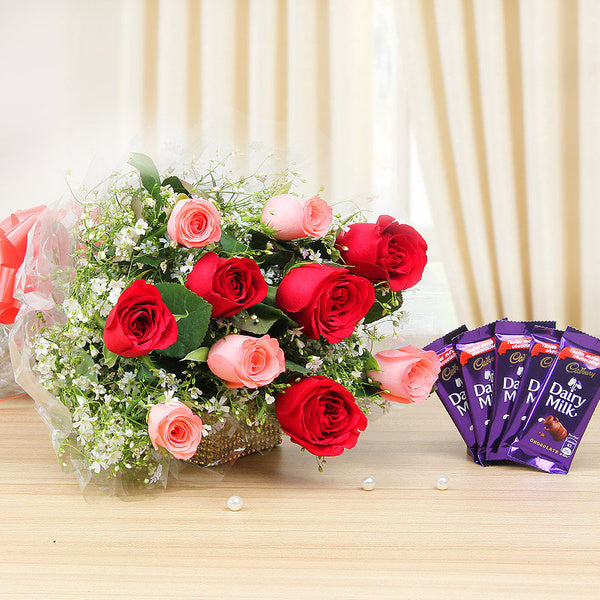 Blissful Rose N Chocolate Combo Gift For Teacher - for Flower Delivery in India 