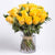 Forever Bright Love - Yellow Rose Bouquet- Online Flower Delivery In Category | Flowers | Flower With Vase -Product Details: 18 Yellow Roses Vase Seasonal Fillers The set of 18 yellow roses placed in a basket is one of a kind. These eye-catcher flowers are freshly picked and serve the best purpose of a gift to a loved one on their birthday or any other suited event. The roses are fresh and the basket can be used later for other purposes.  While we always strive to ensure that products are accurately represented in our photographs, from season to season and subject to availability, our florists may be required to substitute one or more flowers for a variety of equal or greater quality, appearance and value. 