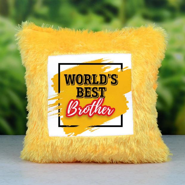 Premium Fur Cushion For Brother - for Online Flower Delivery In India 