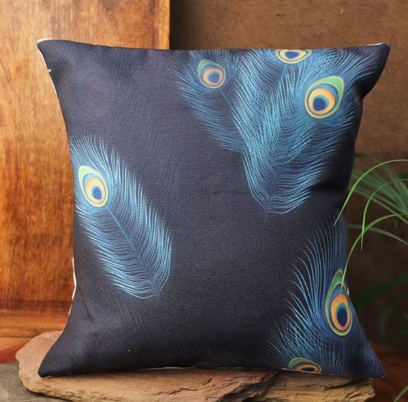 Peacock Feather Janmashtami Cushion