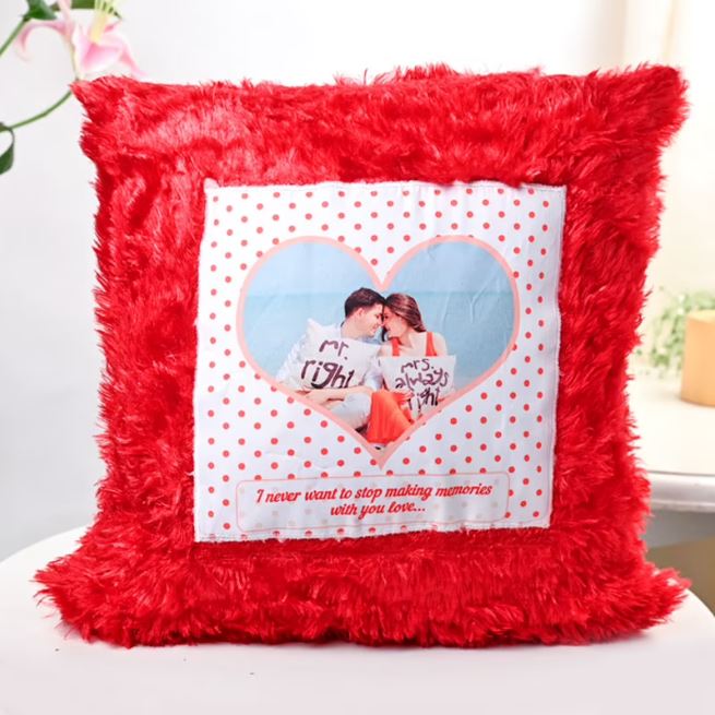 Red Love Story Wow Cushion - for Online Flower Delivery In India 
