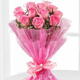 Good Morning Love - 12 Pink Roses Bouquet