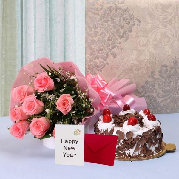 Happy New Year With Cake - from Best Flower Delivery in India 