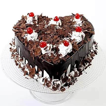 Heart Shaped Black Forest Cake - Send Flowers to India 