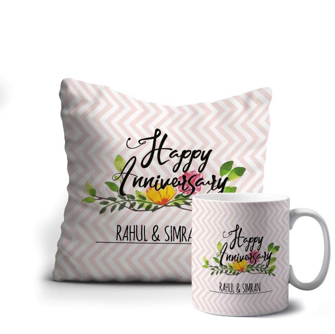 Cute Mug And Cushion Combo - for Online Flower Delivery In India 