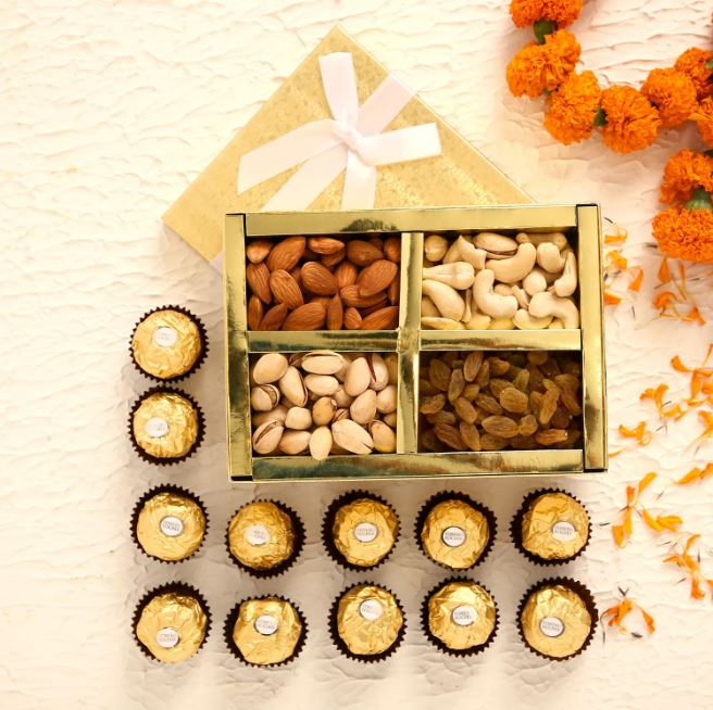 Healthy Choco Surprise Bhai Dooj - for Midnight Flower Delivery in India 