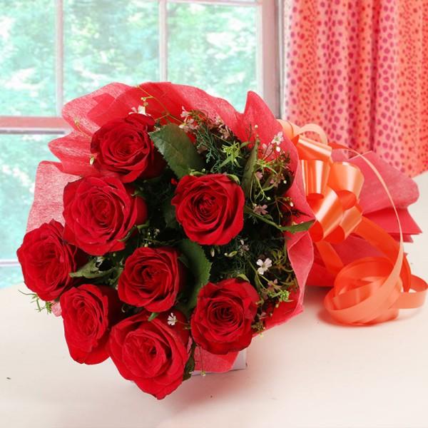 Hot Red Rose - Bunch Of Red Roses - for Flower Delivery in India 
