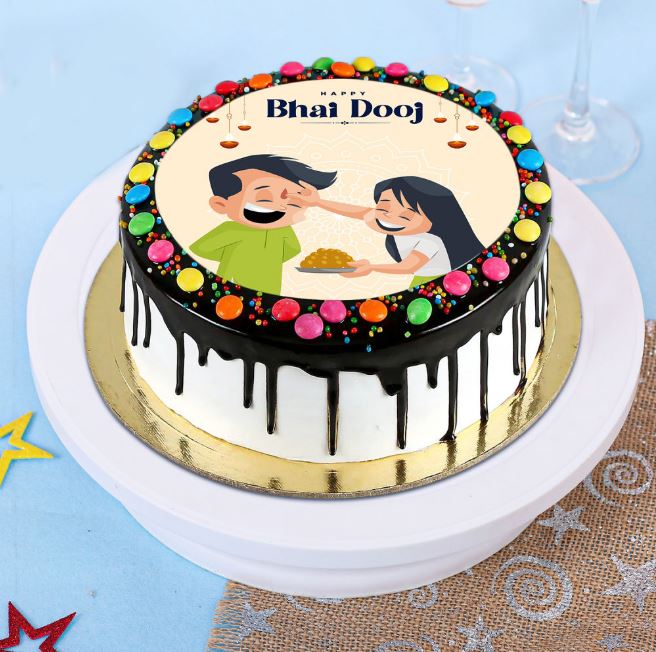 New Foresty Love Photo Cake For Bhai Dooj - for Online Flower Delivery In India 