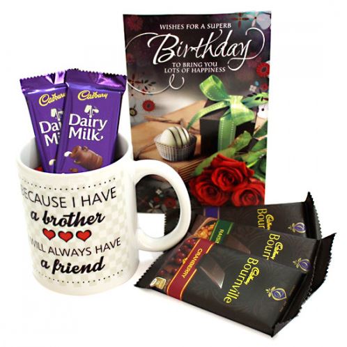 Zig Zag Mug With Choco Hamper Special - for Midnight Flower Delivery in India 
