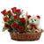 Missed You So Much- - for Midnight Flower Delivery in India -Product Details: 10 Red Roses 6 inches White Teddy Basket Seasonal Fillers To express your love and to present a beautiful and adorable gift to your loved one we have this option of combo for you which consists of 10 fresh red roses crafted in a basket along with the 6 inches white teddy bear.   While we always strive to ensure that products are accurately represented in our photographs, from season to season and subject to availability, our florists may be required to substitute one or more flowers for a variety of equal or greater quality, appearance and value. 