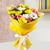 Perfect Bouquet For My Perfect Teacher- - for Midnight Flower Delivery in India -This Teachers Day Special Flowers Bouquet contains: 5 Stem Pink Rose,5 Steam yellow Gerbera and 5 Stem White Gerbera Seasonal leaves and fillers Nicely tied with yellow paper and white ribbon bow Note: While we always strive to ensure that products are accurately represented in our photographs, from season to season and subject to availability, our florists may be required to substitute one or more flowers for a variety of equal or greater quality, appearance and value. 