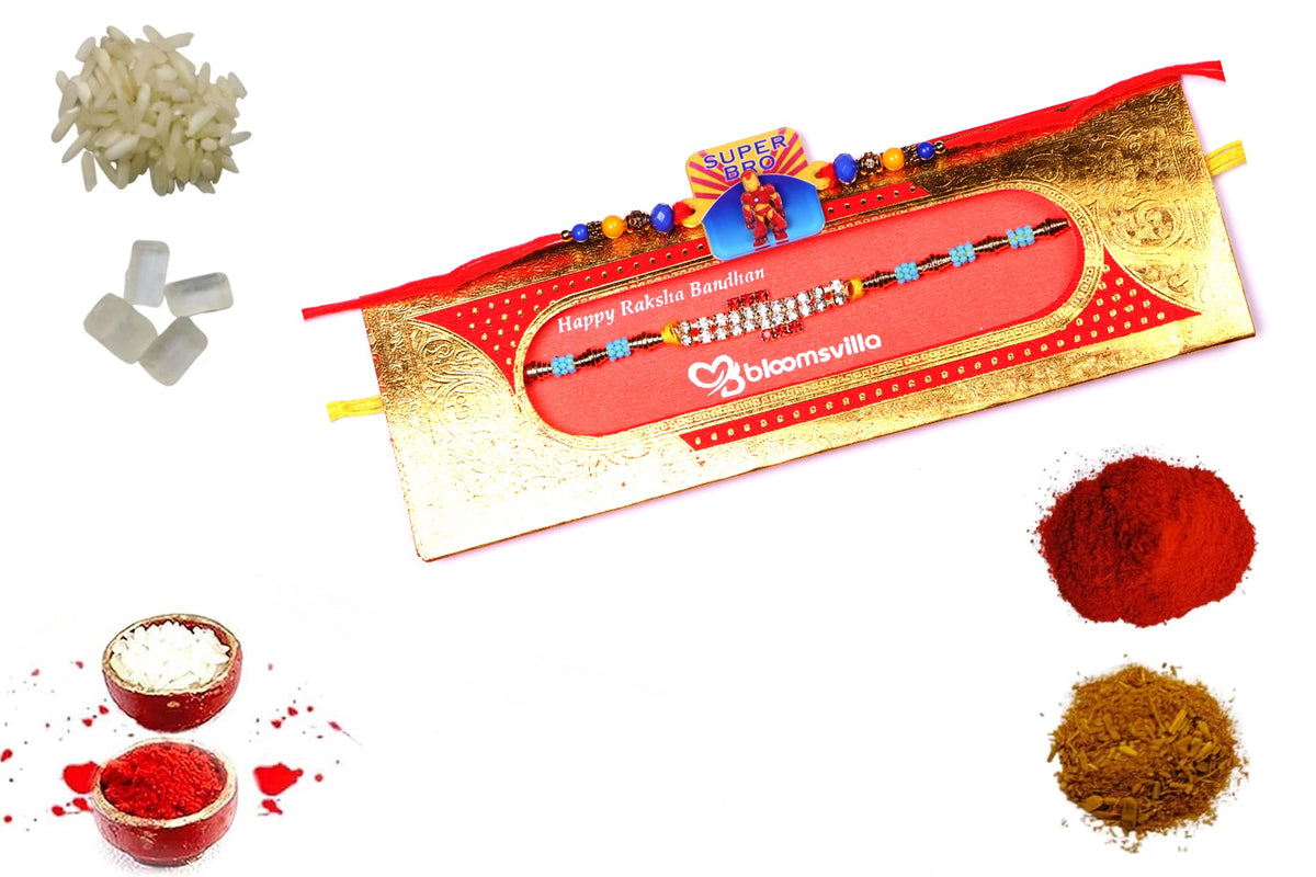 Natural Stone And Kids Rakhi Combo