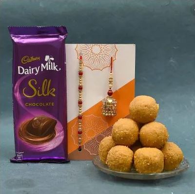 Ladoo With Rakhi Combo Of Chocho - for Midnight Flower Delivery in India 