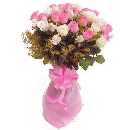 Pink And White Roses Premium Bunch - from Best Flower Delivery in India 