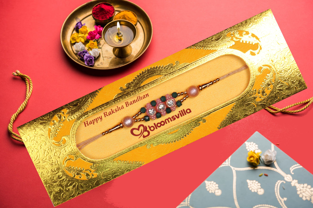 Pink Pearls Stone Rakhi