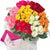 Rainbow Roses- Online Flower Delivery In Category | Flowers | Midnight Flower Delivery - This beautiful bunch consists of: 10 Red Roses 10 Yellow roses 10 white roses 10 white roses 10 pink roses Premium crape paper wraping Red ribbon bow Green fillers 