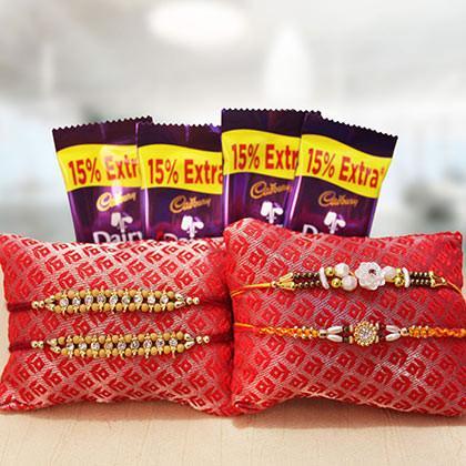 Rakhi And Dairy Milk Combo - for Online Flower Delivery In India 