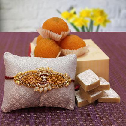 Rakhi With Motichur And Kaju Barfi - from Best Flower Delivery in India 