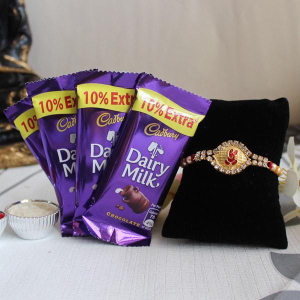 Rakhi With Dairy Milk Chocolate - for Online Flower Delivery In India 