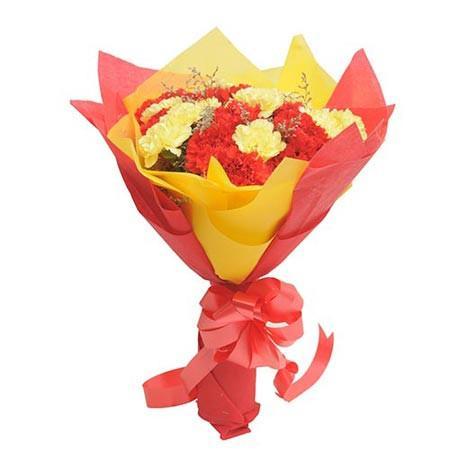 Red And Yellow Carnations Premium - for Flower Delivery in India 
