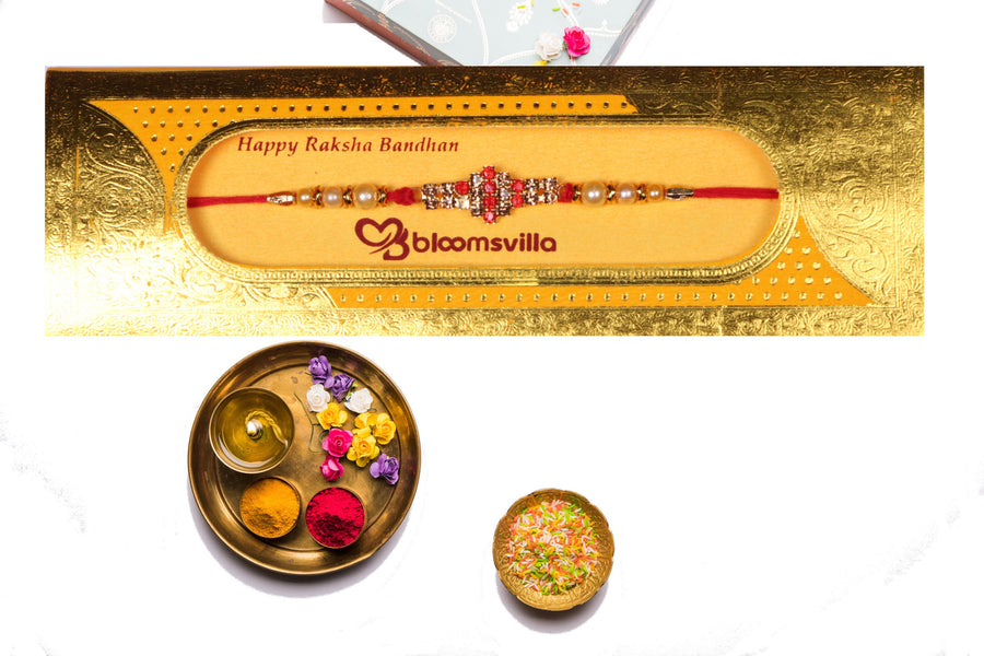 Red Moonstone Rakhi - from Best Flower Delivery in India 