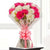 Red N White Beauty- Best Flower Delivery in Category | Flowers | Midnight Flower Delivery - This beautiful bunch consists of: 12 red and white carnations Cellophane paper wrap Pink ribbon bow Green fillers 